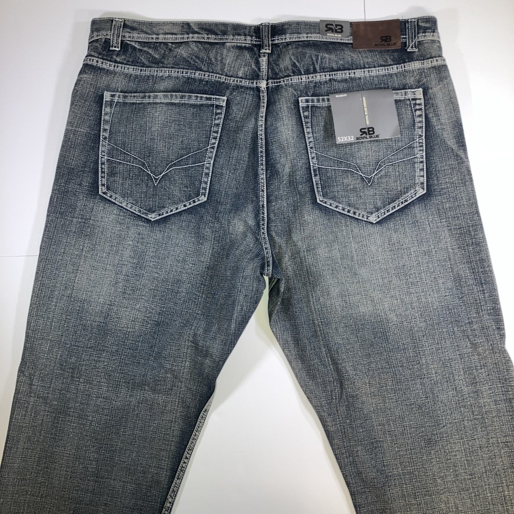 Royal Blue Brand Jeans Mens 52x32 Relaxed Fit Distressed Medium Wash NWT - Picture 8 of 16